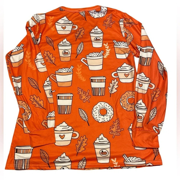 🍁☕️ Fall 2 piece pajama set size Large🍁☕️ - Picture 3 of 8